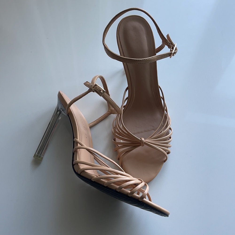 Zara straps sandals w/translucent stiletto heels